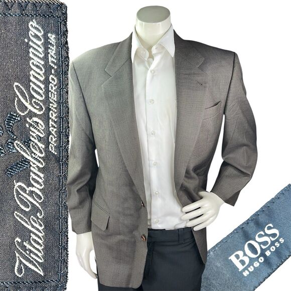 Hugo Boss Blazer Apollon Akropolis Vitale Barberis Wool Birdseye 42R Super 100s - Picture 1 of 15